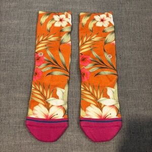 Stance Tropical Floral Orange and Pink Socks